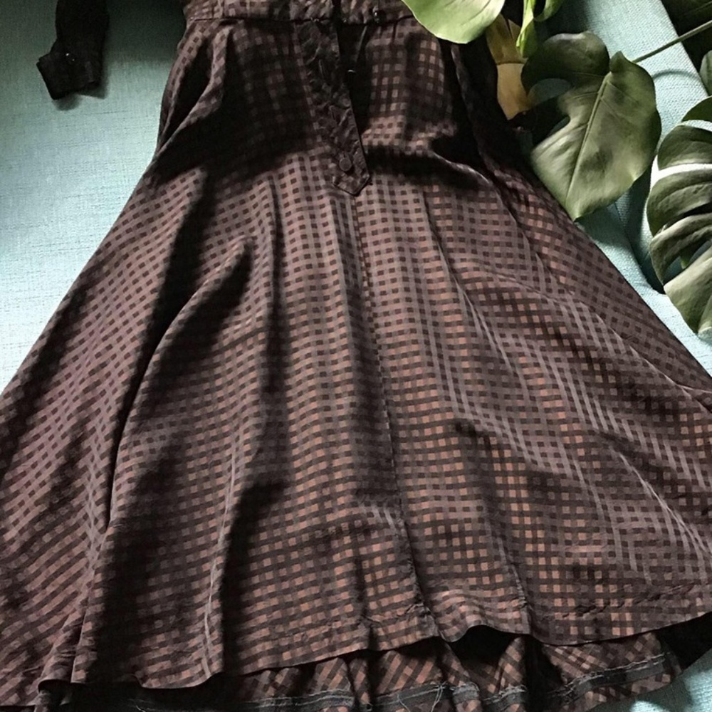 1950's Rayon Checked Shirtwaist Dress Vintage Sm